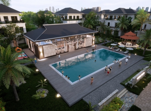 Bể bơi ngoài trời trong tổ hợp tiện ích Laurel Club